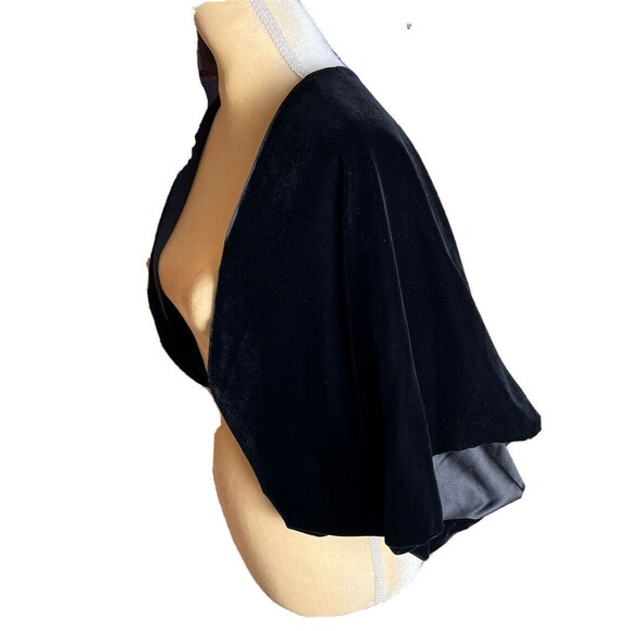 Vintage Giorgio Armani Black Velvet Bolero Shrug Satin Liner W/Studded Signature - Picture 3 of 11